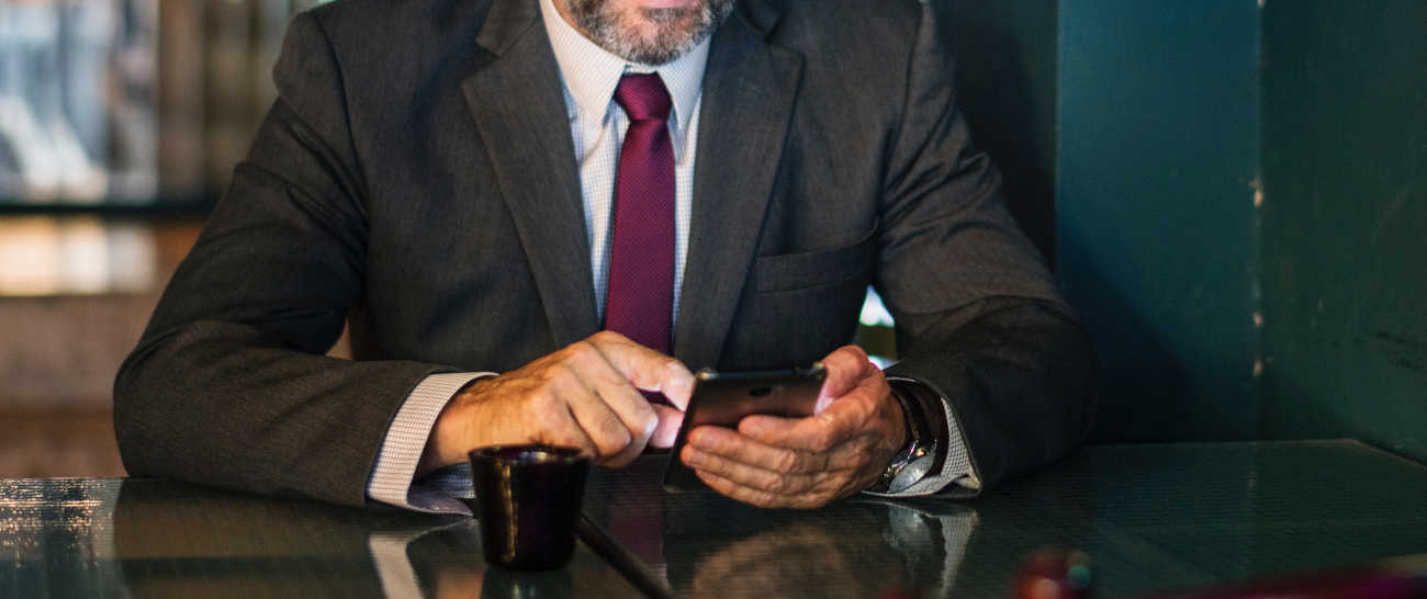 man using app