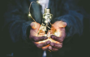 light bulb in hand