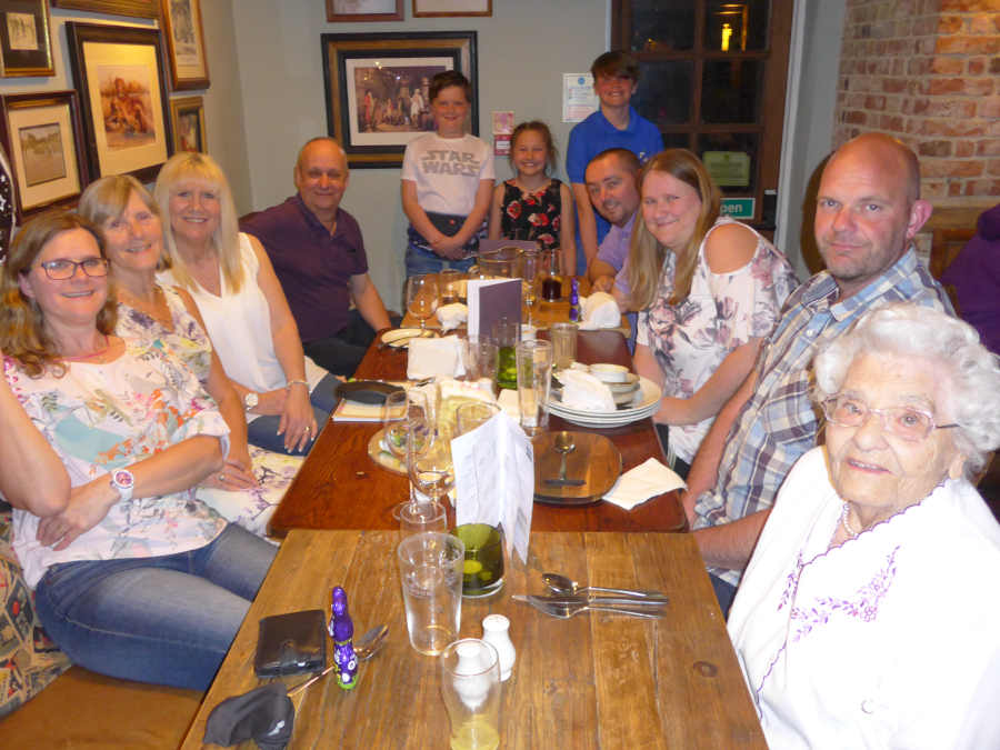 Edith with her family today